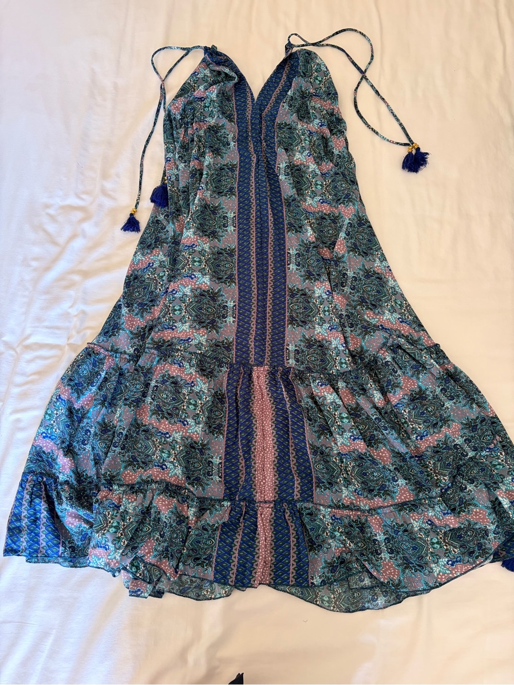 RAGA Bohemian Blue Floral Tiered Sundress